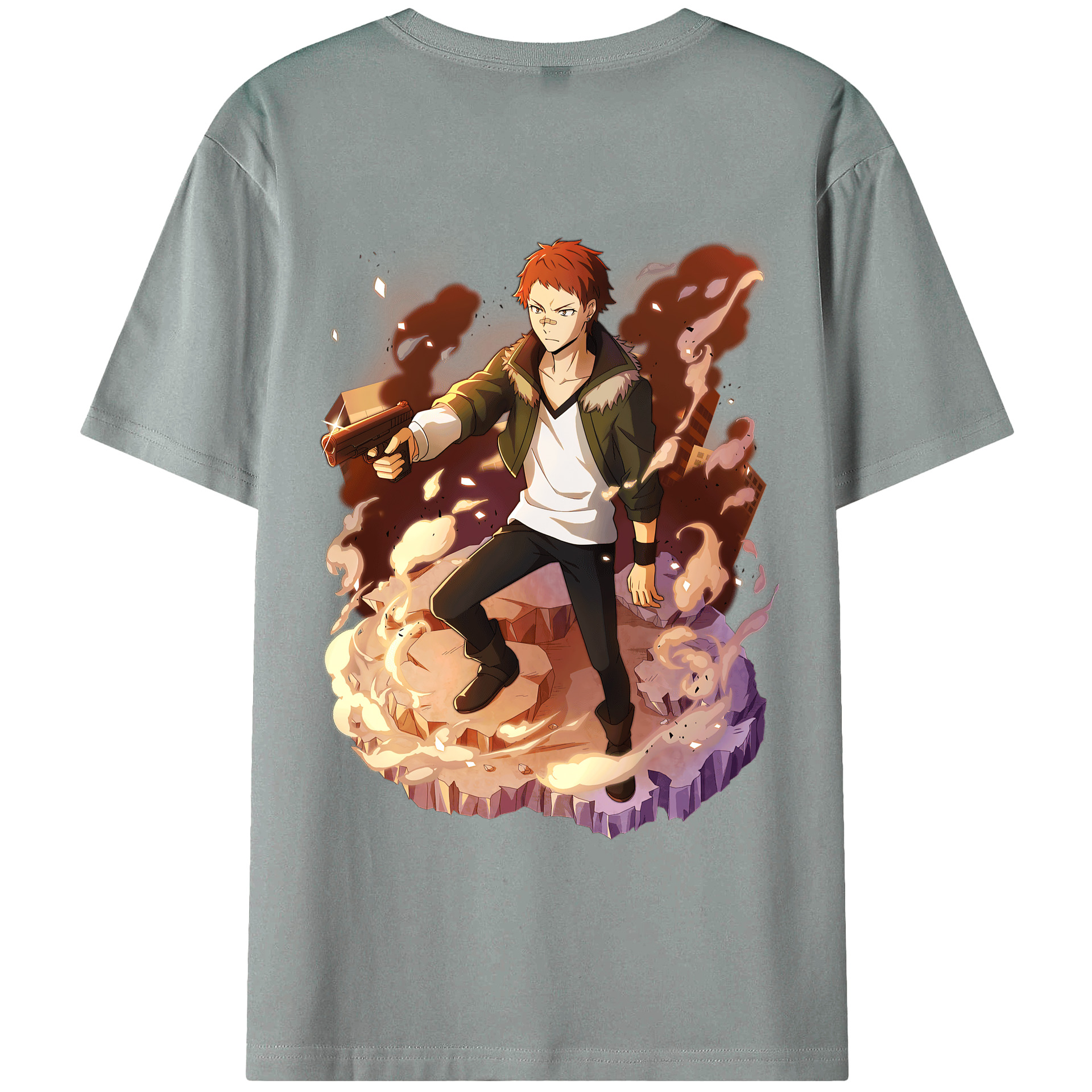 （画像用） 文豪ストレイドッグス Bungo Stray Dogs 綿100％ メンズ半袖Tシャツ（バックプリント） 通気性